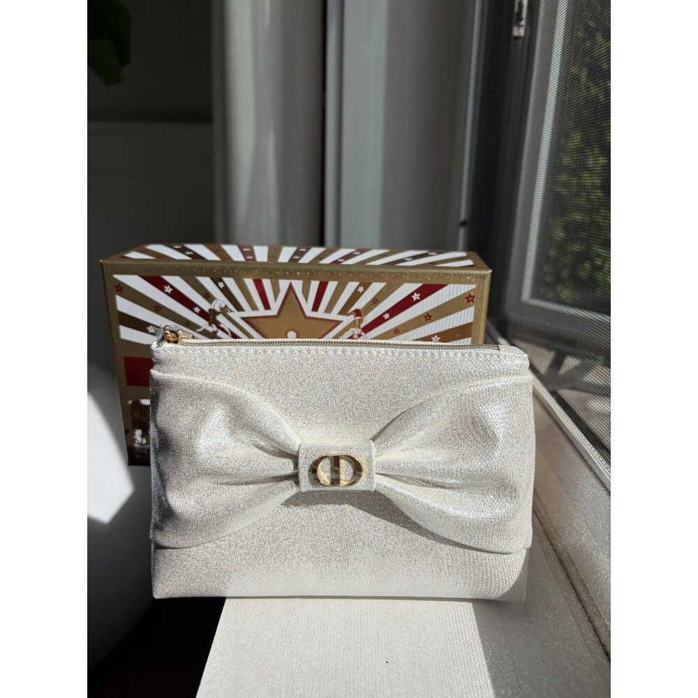 New DIOR Holiday 2026 Glitter Bow Cosmetic Makeup Pouch LTD EDITION Free Box